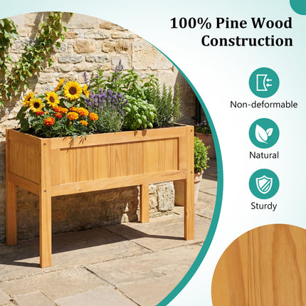 Wood Raised Garden Bed Elevated Planter Box with Bed Liner and Drainage Holes for Vegetables Flowers Herbs-Orange