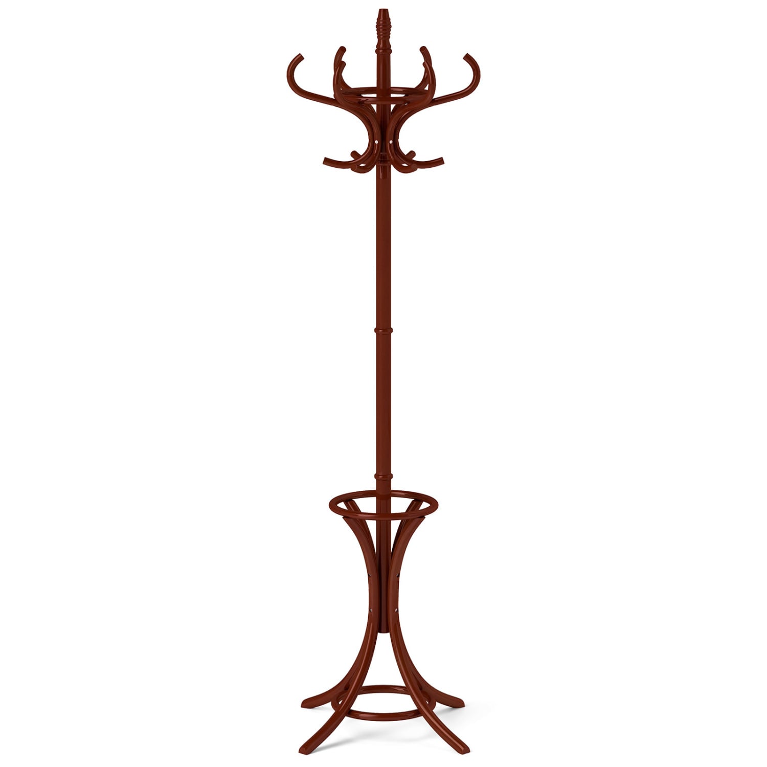 Wood Standing Hat Coat Rack with Umbrella Stand-Brown