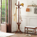 Wood Standing Hat Coat Rack with Umbrella Stand-Brown