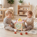 Wooden Activity Cube with Montessori Sensory Toys for 18+ Months Toddlers