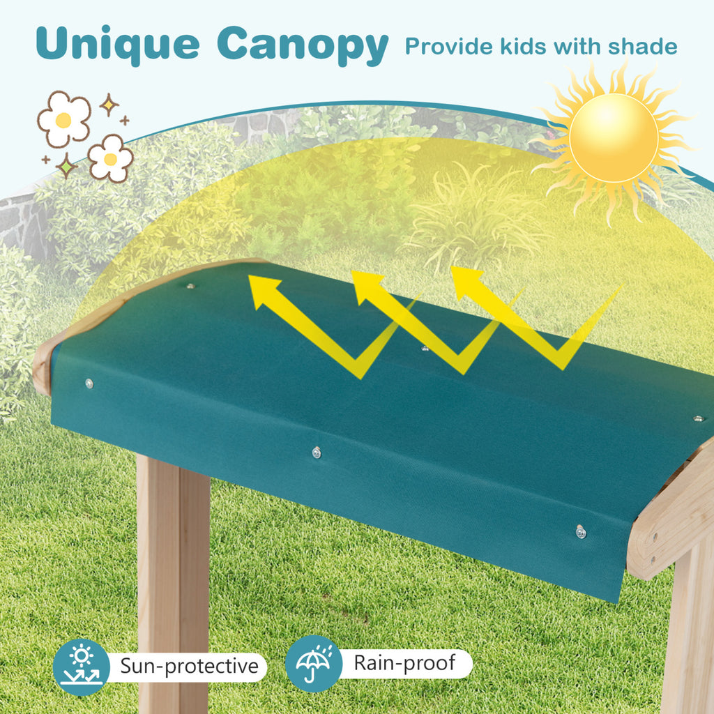 Wooden Art Easel for Kids with Transparent Board and Paper Roll-Natural