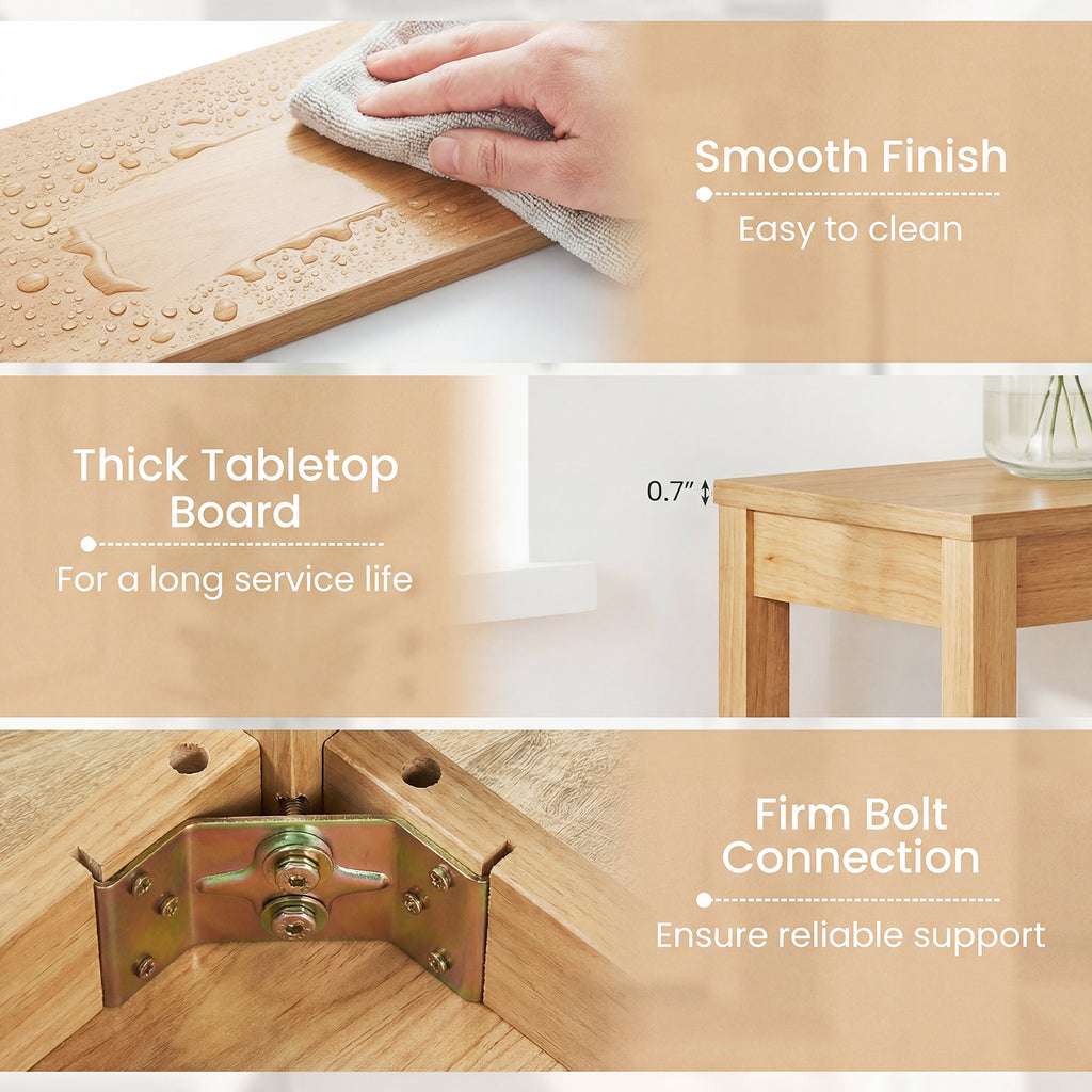 Wooden Console Table Modern Farmhouse Sofa Table with Thickened Top-Natural