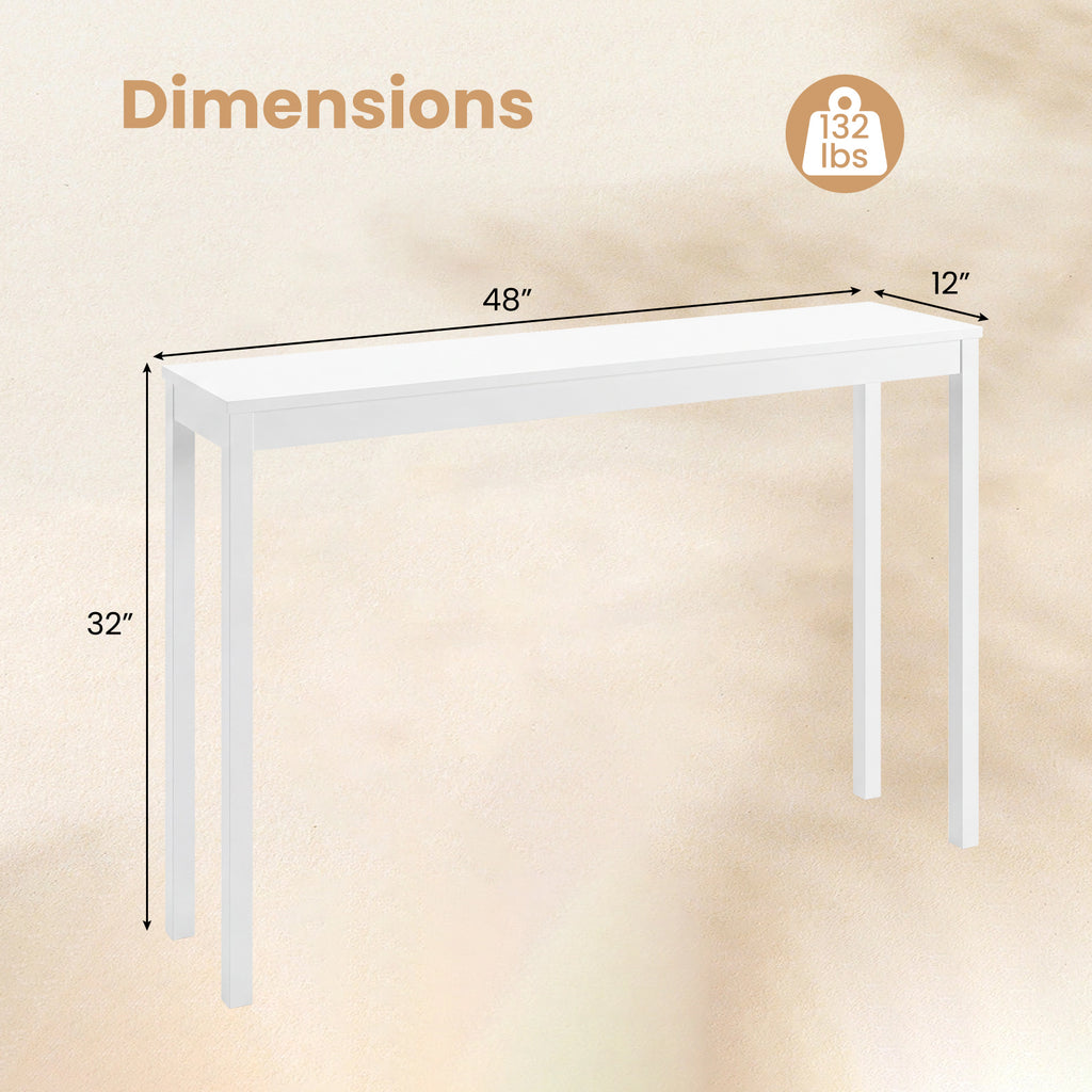Wooden Console Table Modern Farmhouse Sofa Table with Thickened Top-White