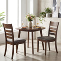 Wooden Dining Chairs Set of 4 Upholstered Kitchen Chairs with Rubber Wood Frame-Brown