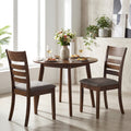 Wooden Dining Chairs Set of 2 Upholstered Kitchen Chairs with Rubber Wood Frame-Brown