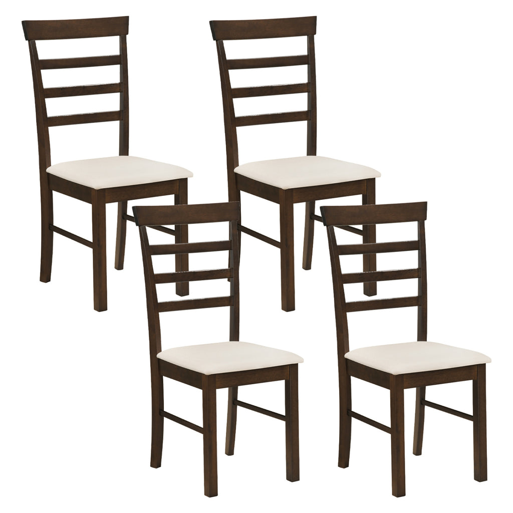 Wooden Dining Chairs Set of 4 with Fabric Cushion for Dining Room-Brown