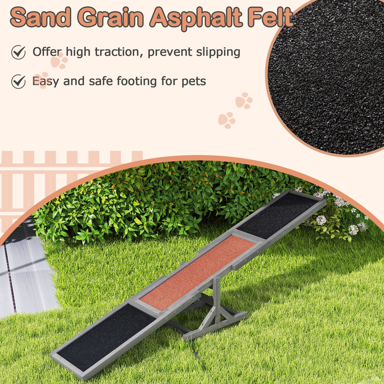 Wooden Dog Agility Seesaw Dog Outdoor Run Game Toy for Obstacle Courses-Gray