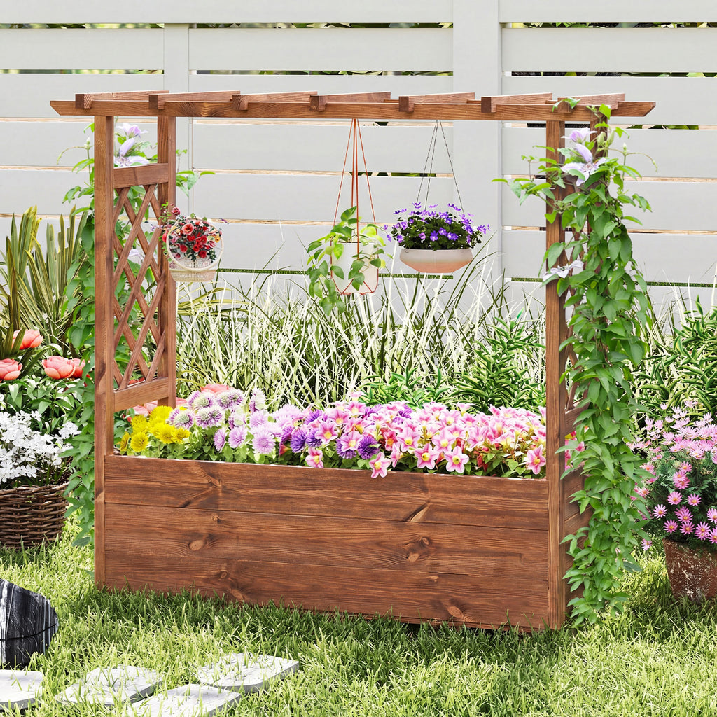 Jardinière surélevée en bois avec toit suspendu - Orange