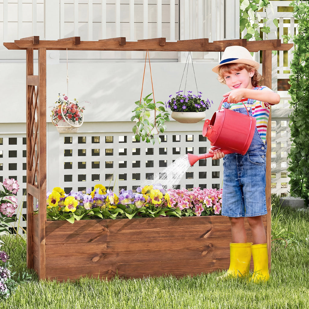 Jardinière surélevée en bois avec toit suspendu - Orange