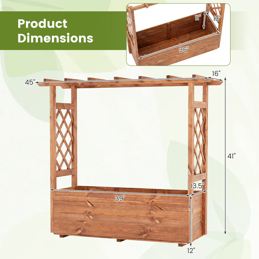 Jardinière surélevée en bois avec toit suspendu - Orange