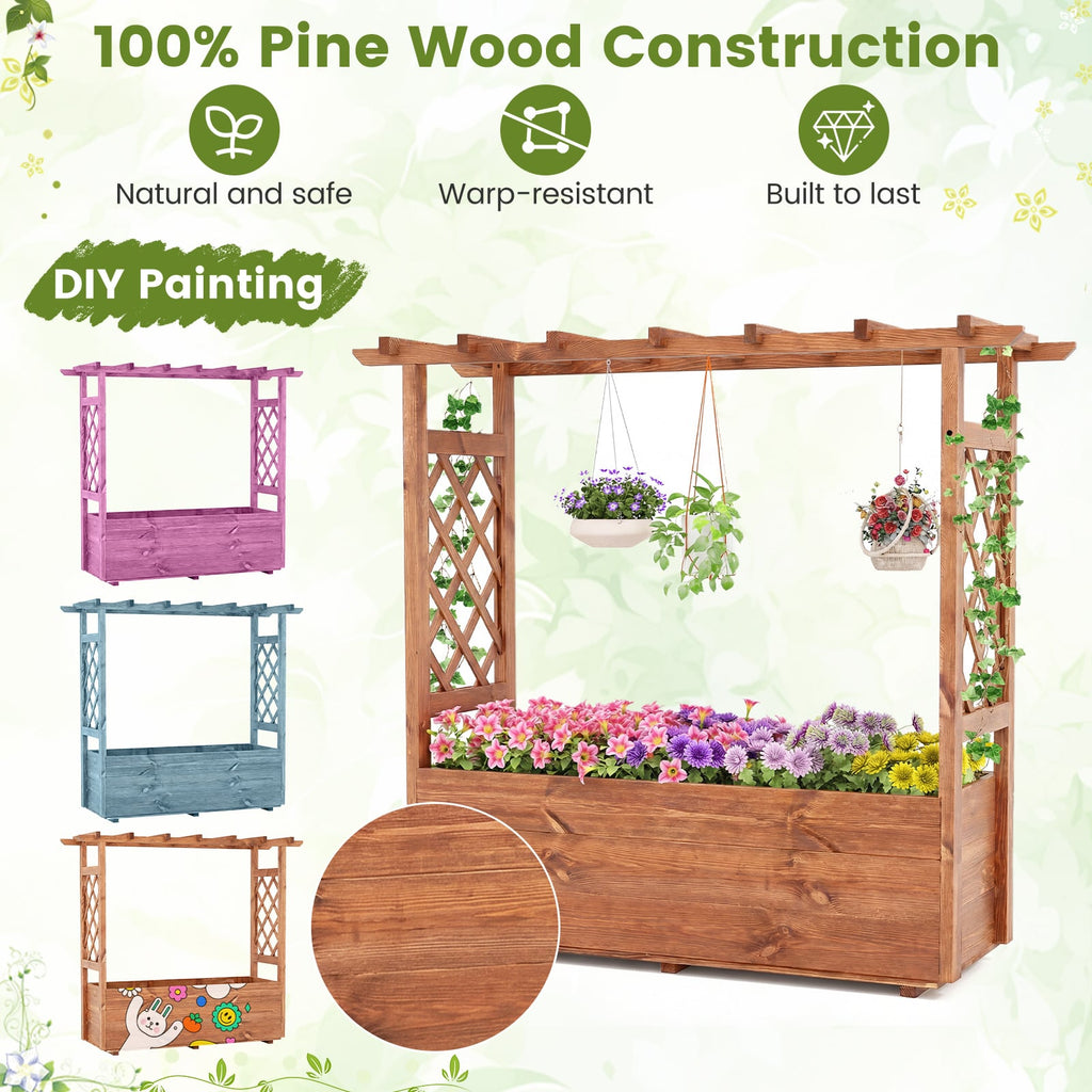 Jardinière surélevée en bois avec toit suspendu - Orange