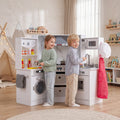 Wooden Kids Play Kitchen Playset with Realistic Lights and Sounds-White