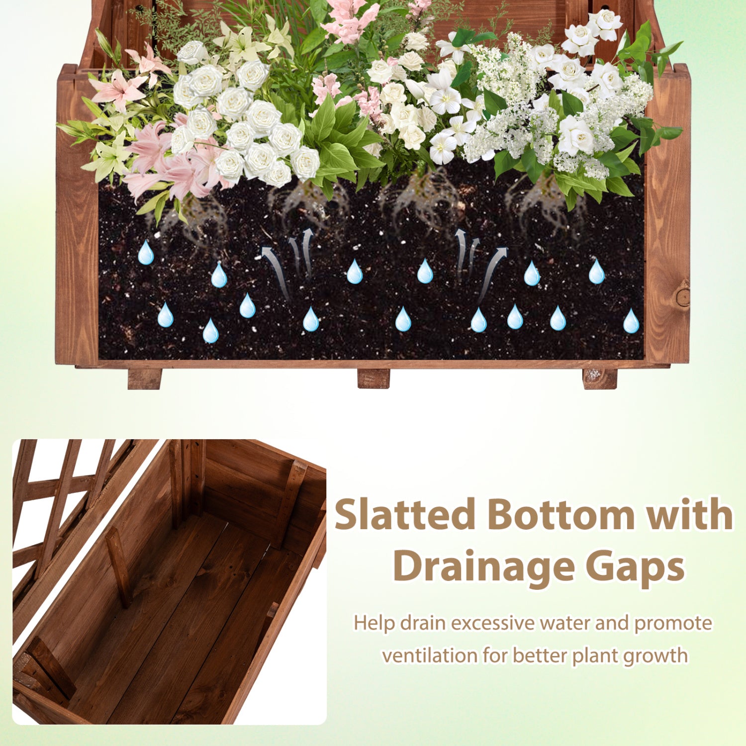 Carré potager surélevé en bois avec treillis ajouré Trous de drainage - Orange