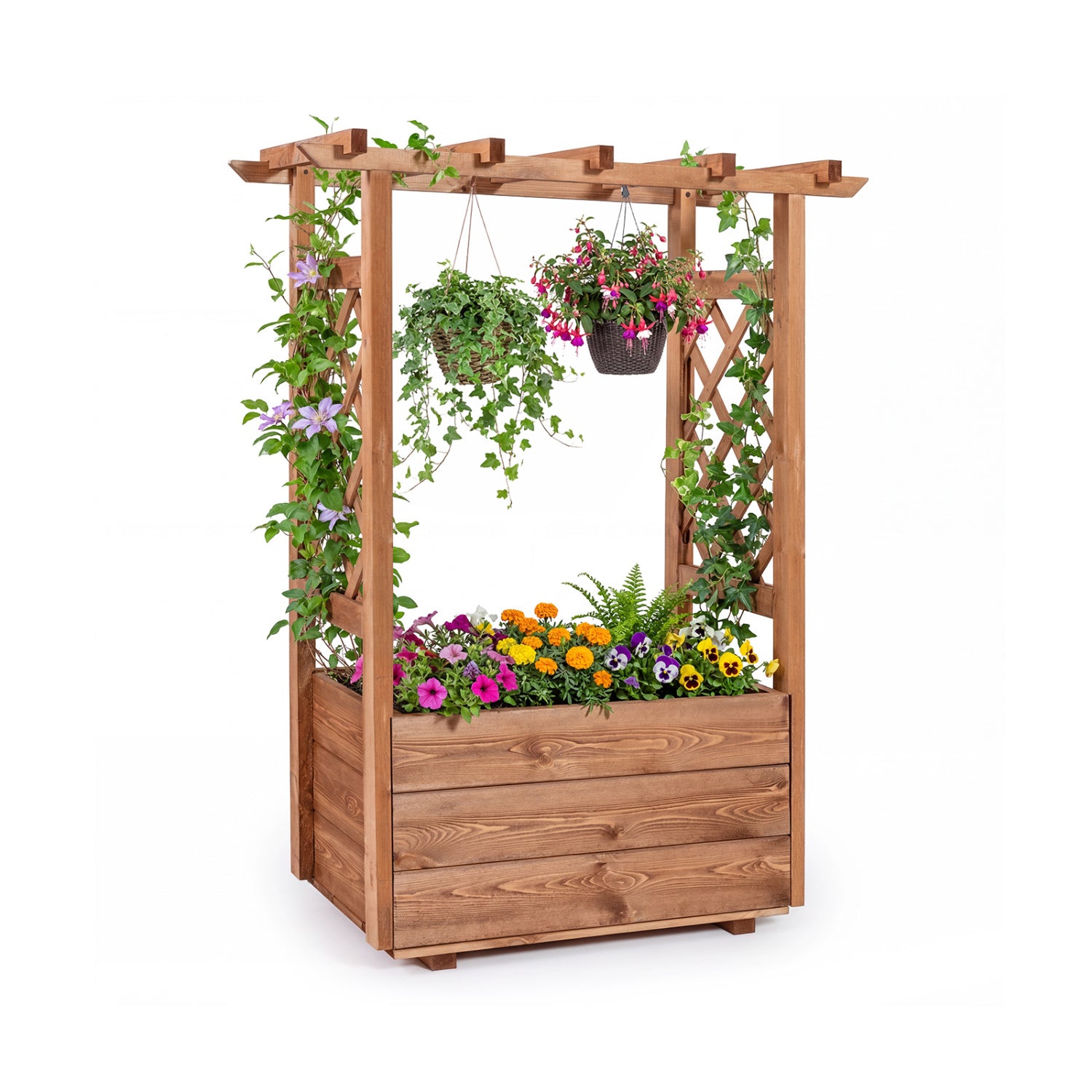 Jardinière surélevée en bois avec toit suspendu - Orange