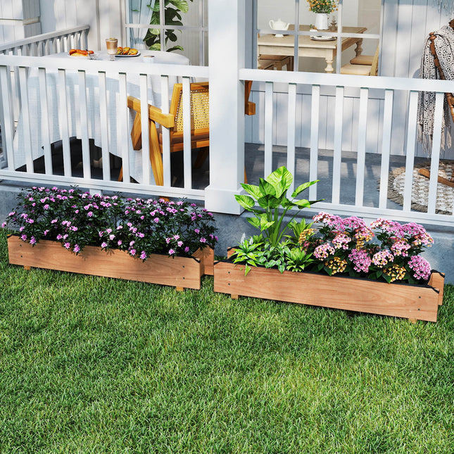 Wooden Raised Garden Bed with Drainage Holes for Vegetable Flower Herb Succulent