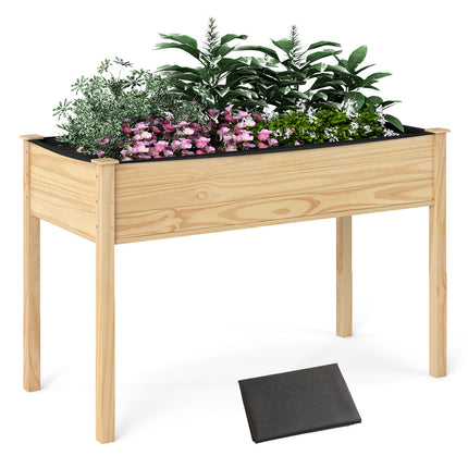 Wooden Raised Vegetable Garden Bed Elevated Grow Vegetable Planter-Natural