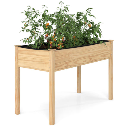 Wooden Raised Vegetable Garden Bed Elevated Grow Vegetable Planter-Natural