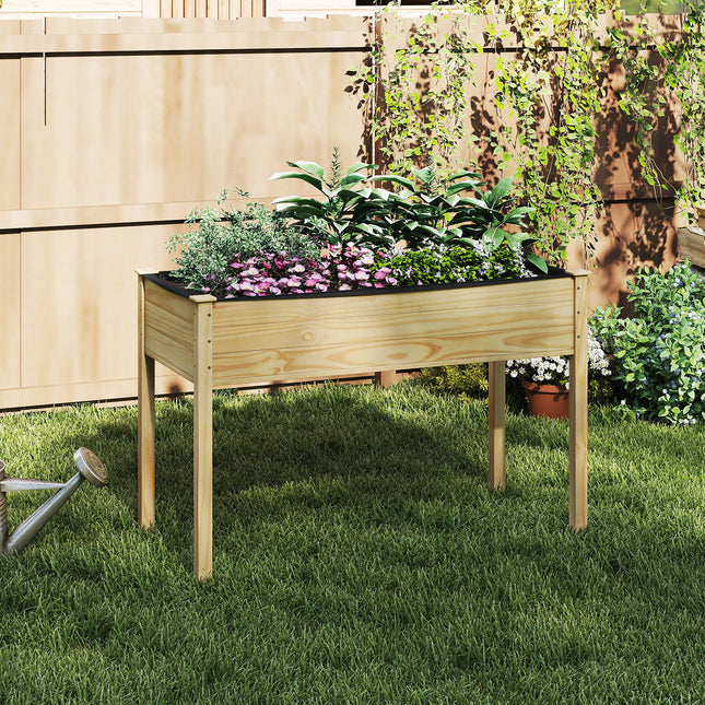 Wooden Raised Vegetable Garden Bed Elevated Grow Vegetable Planter-Natural