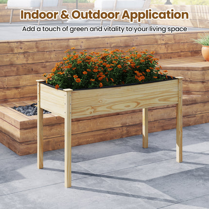 Wooden Raised Vegetable Garden Bed Elevated Grow Vegetable Planter-Natural