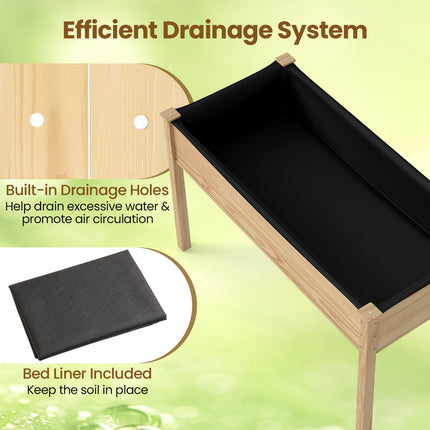 Wooden Raised Vegetable Garden Bed Elevated Grow Vegetable Planter-Natural
