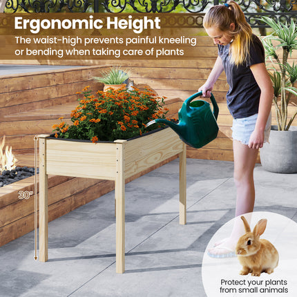 Wooden Raised Vegetable Garden Bed Elevated Grow Vegetable Planter-Natural