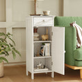 Wooden Storage Free-Standing Floor Cabinet with Drawer and Shelf-White