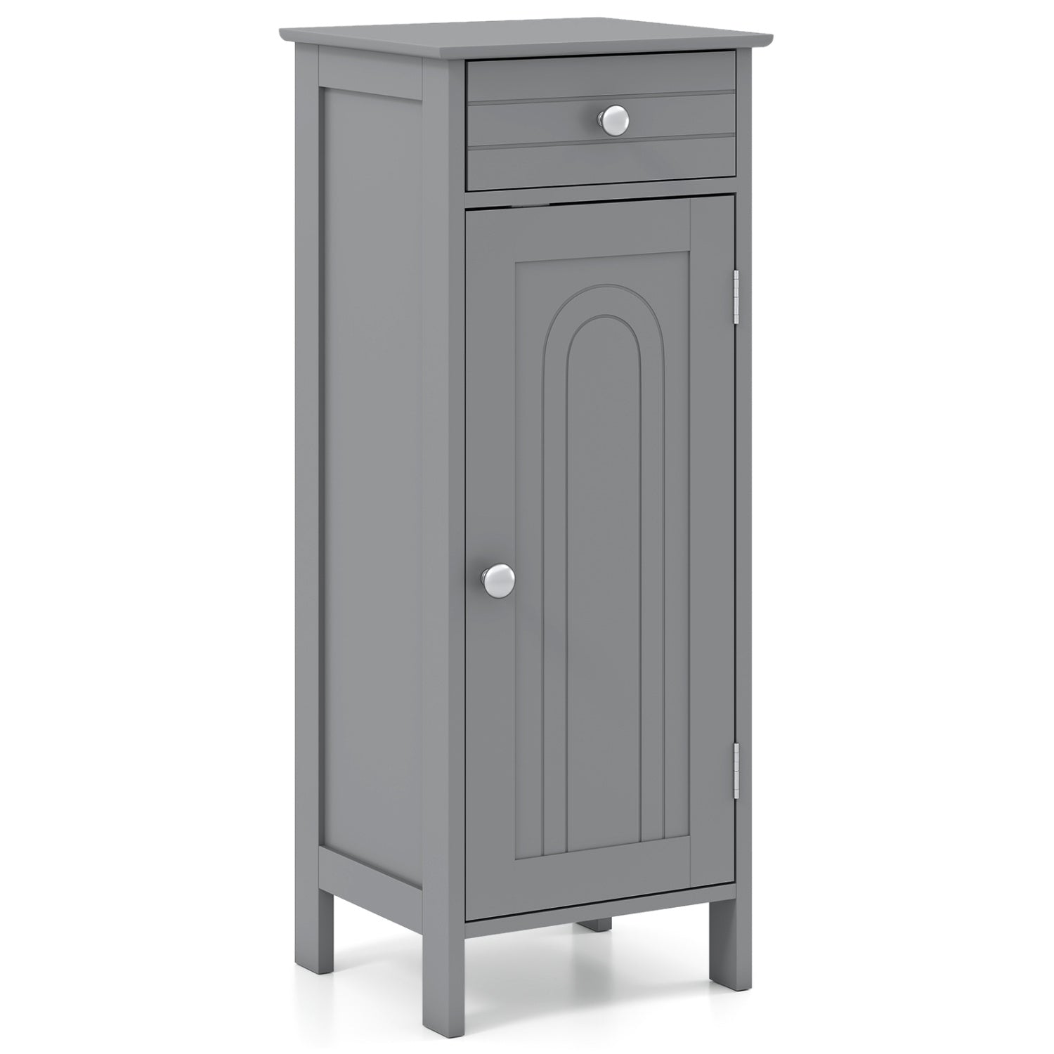 Wooden Storage Free-Standing Floor Cabinet with Drawer and Shelf-Gray