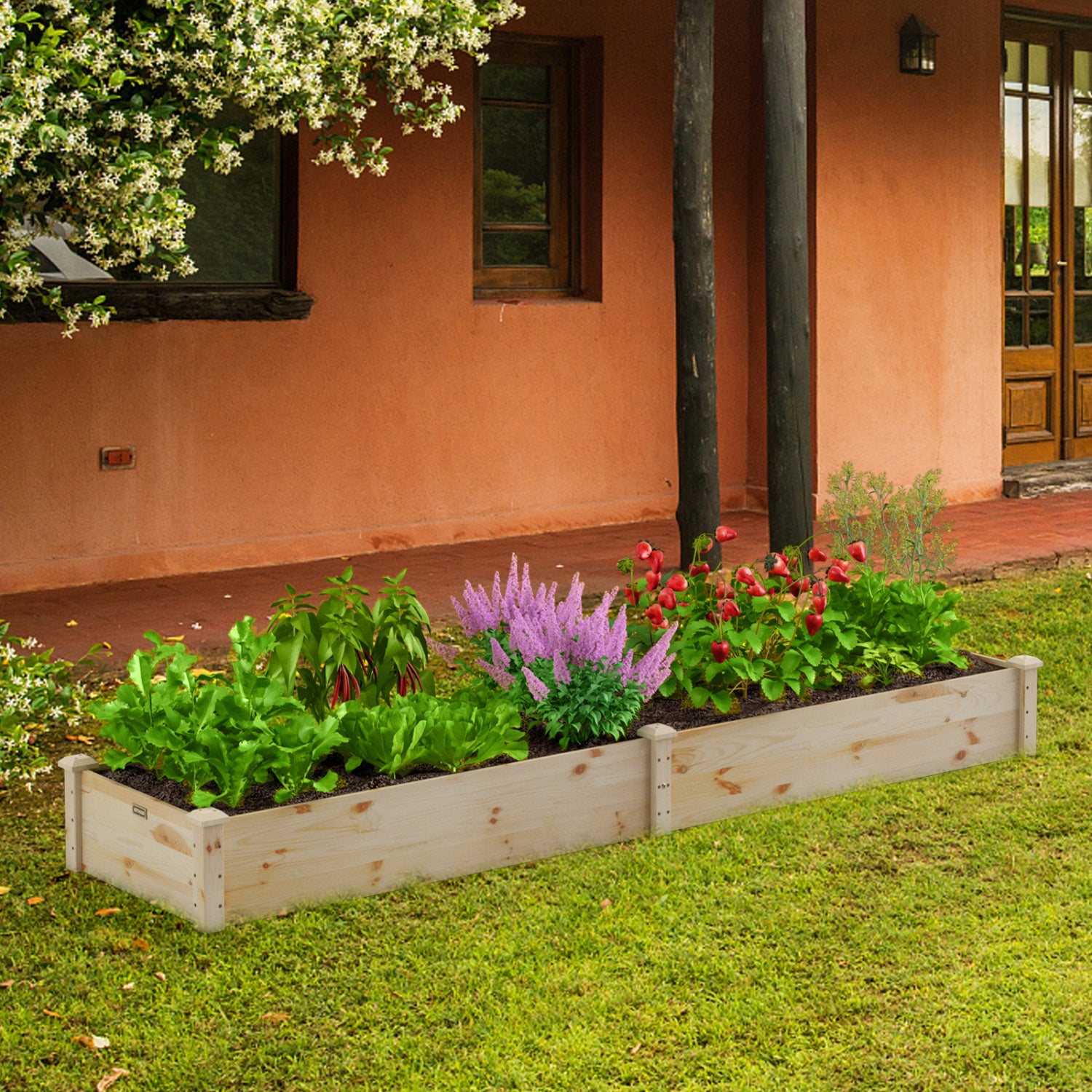 Wooden Vegetable Raised Garden Bed for Backyard Patio Balcony