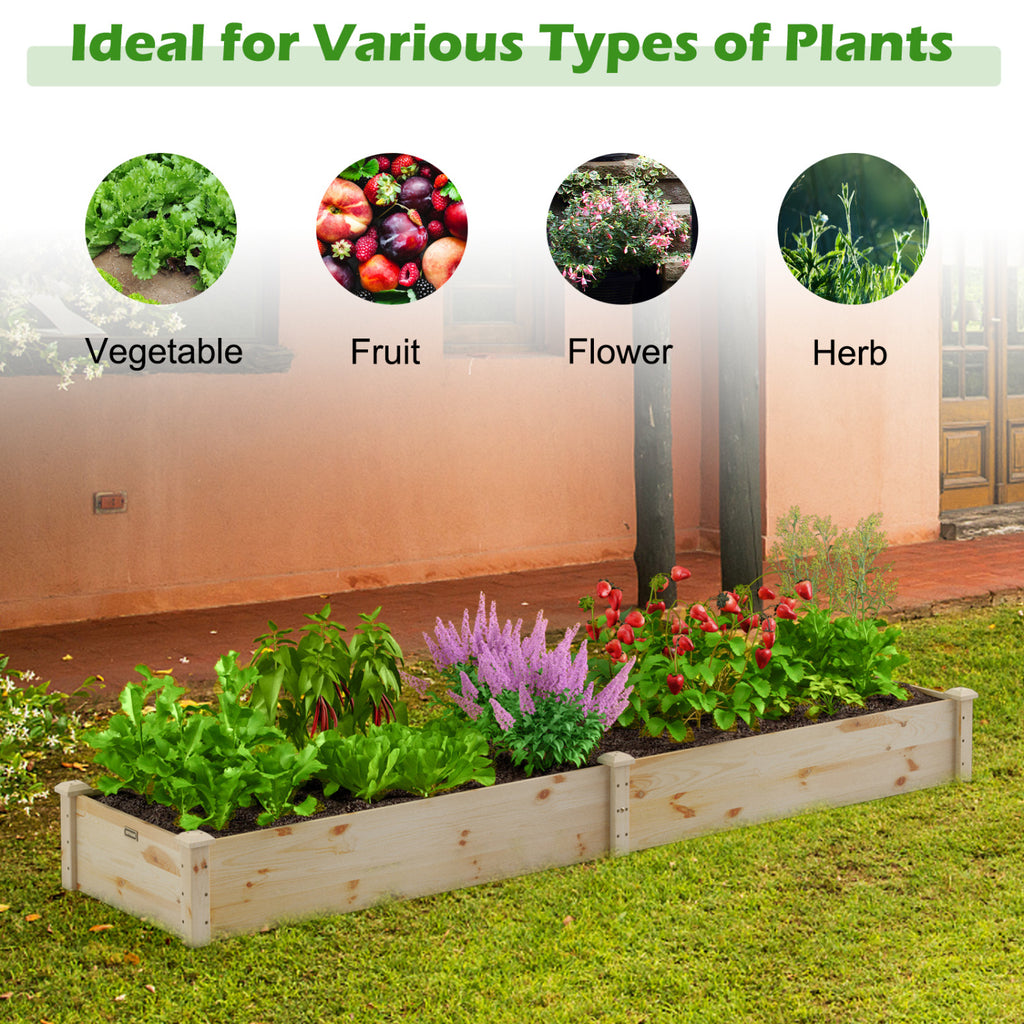 Wooden Vegetable Raised Garden Bed for Backyard Patio Balcony