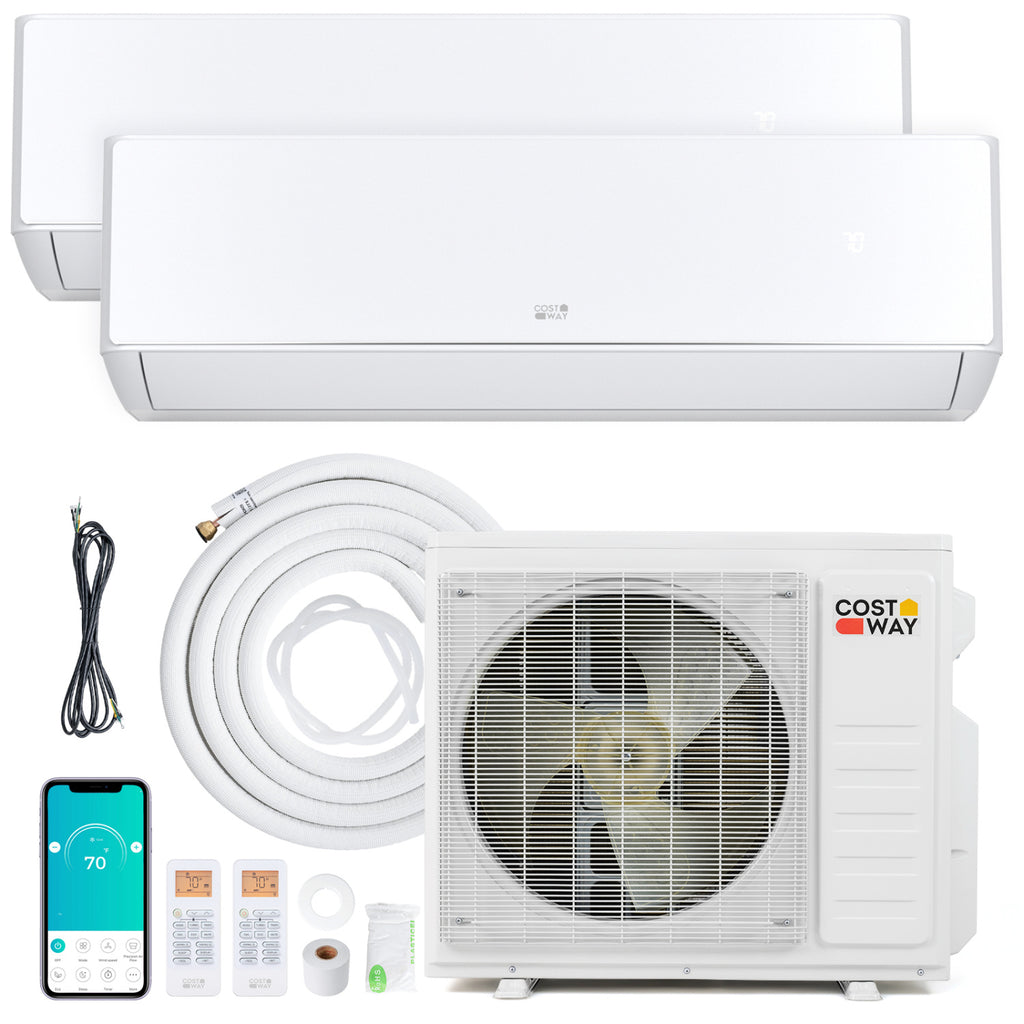 X-Pro 27000 BTU 2 Zone 24 SEER2 Mini Split AC with Heat Pump-12K + 12K