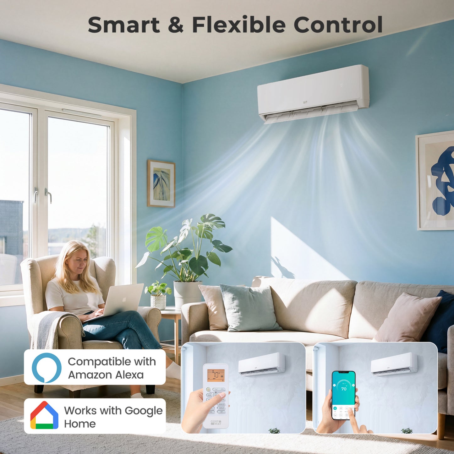 X-Pro 27000 BTU 3 Zone 24 SEER2 Mini Split AC with Heat Pump-12K + 12K +12K