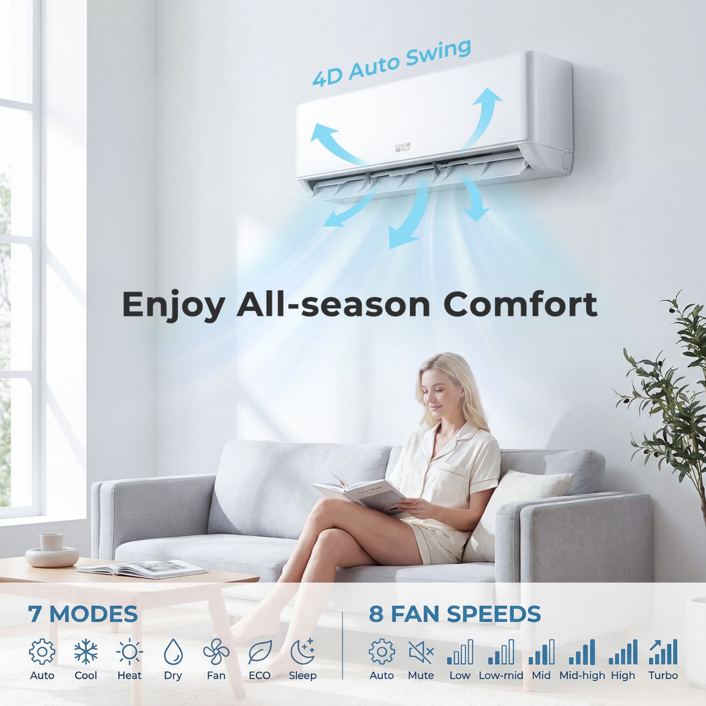 X-Pro 27000 BTU 3 Zone 24 SEER2 Mini Split AC with Heat Pump-12K + 12K +12K