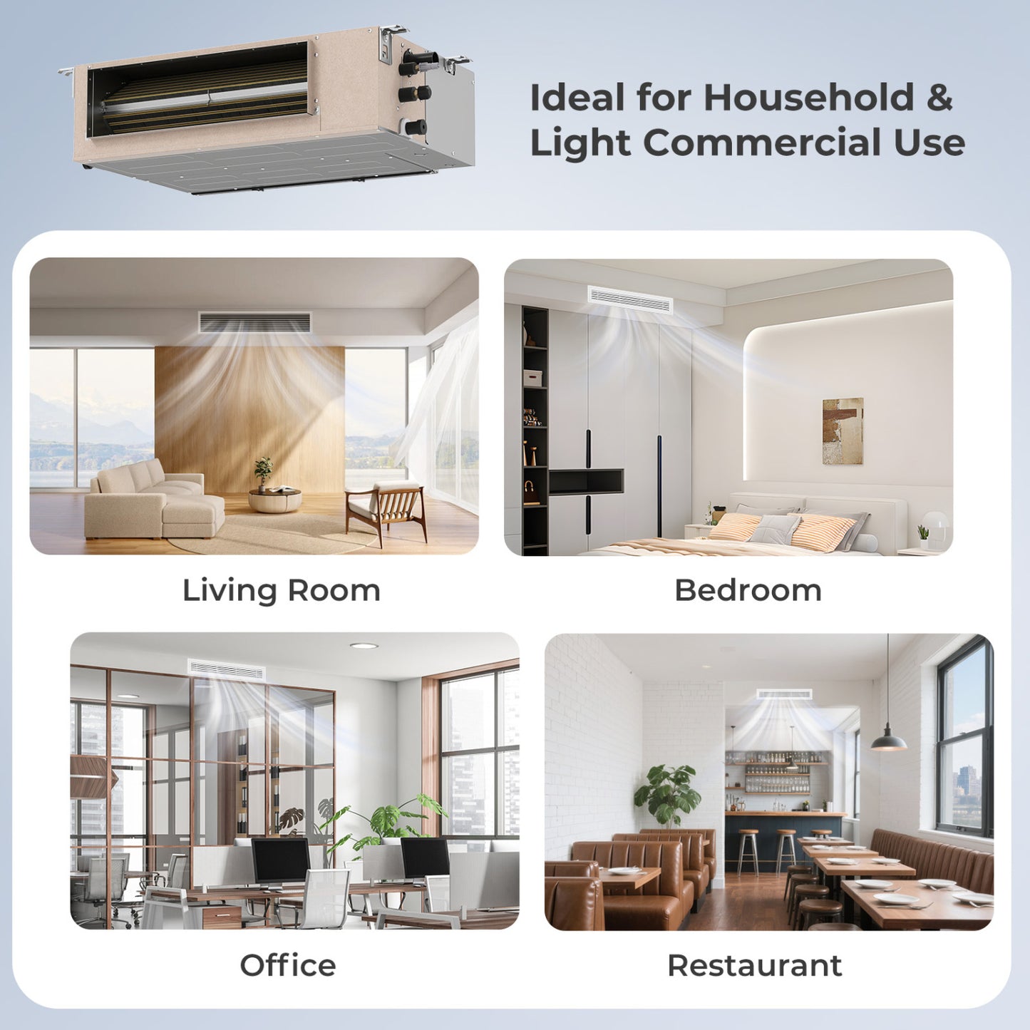 X-Pro 27000 BTU 3 Zone 24 SEER2 Concealed Ducted Mini Split AC-12K + 12K + 12K