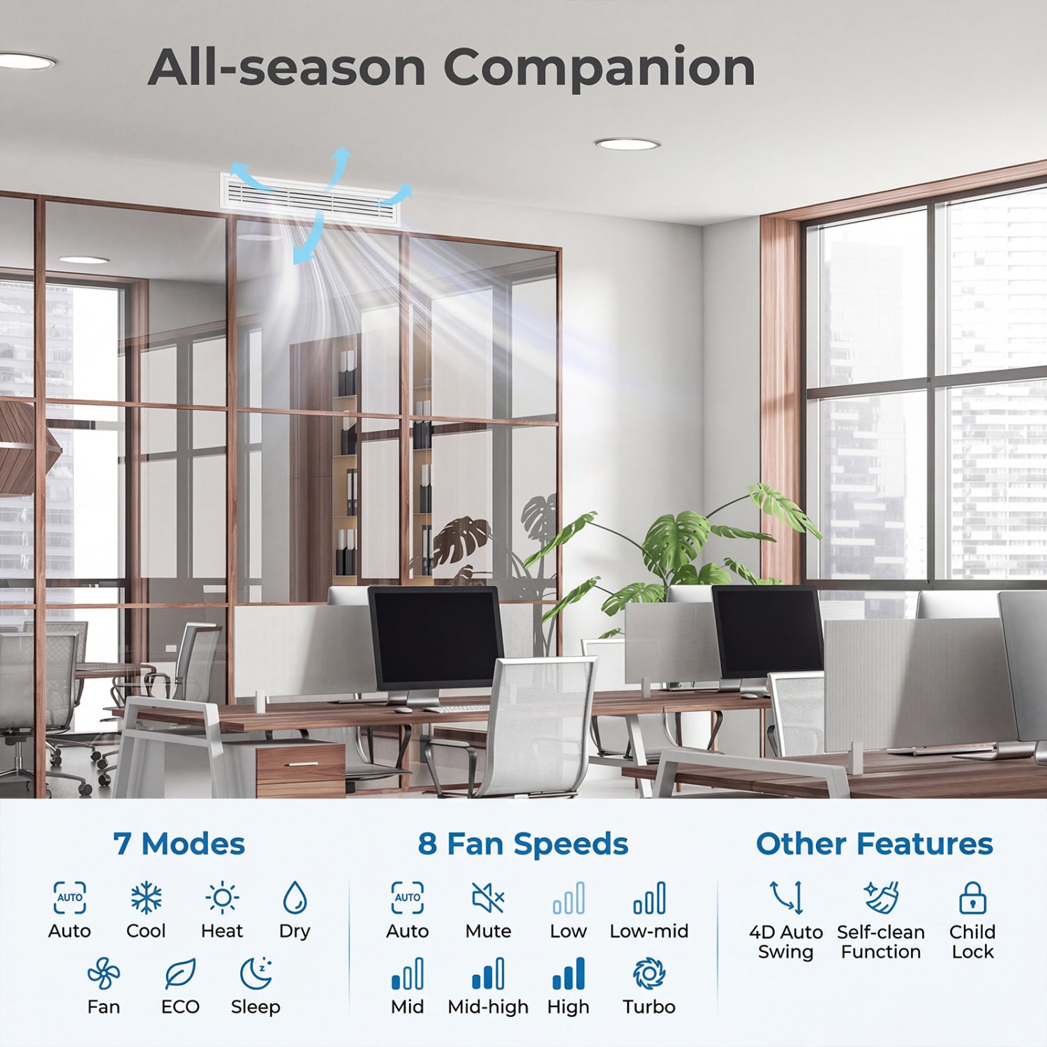 X-Pro 35000 BTU 2 Zone 22.5 SEER2 Concealed Ducted Mini Split AC-12K + 24K