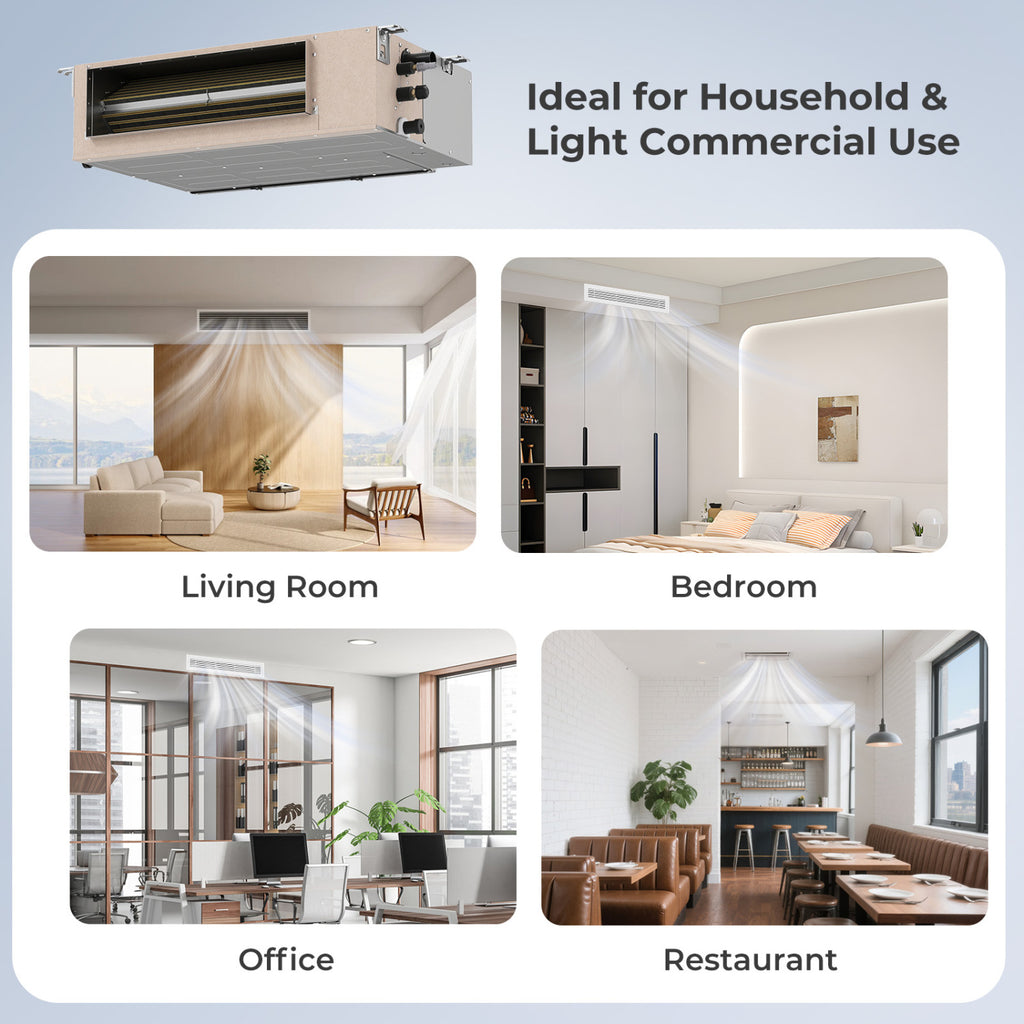 X-Pro 35000 BTU 2 Zone 22.5 SEER2 Concealed Ducted Mini Split AC-24K + 24K