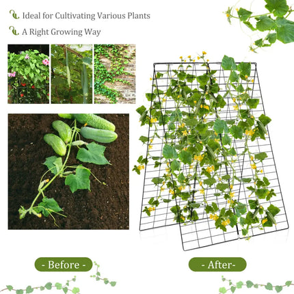A-Frame Garden Trellis for Climbing Plant with Ground Stake and Cable Tie-Green - Green - Plant Supports