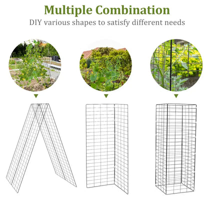 A-Frame Garden Trellis for Climbing Plant with Ground Stake and Cable Tie-Green - Green - Plant Supports