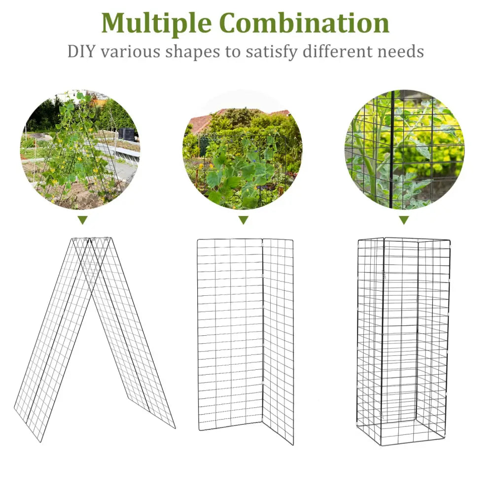A-Frame Garden Trellis for Climbing Plant with Ground Stake and Cable Tie-Green - Green - Plant Supports