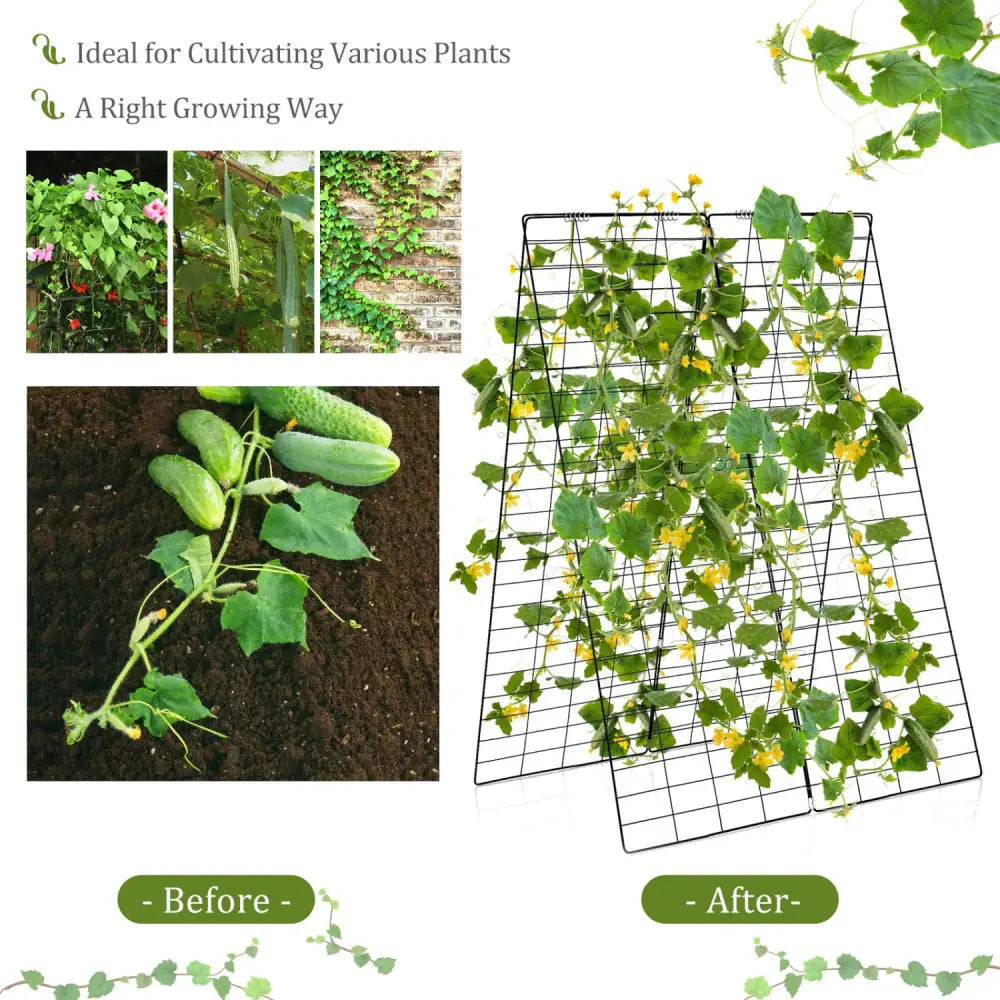 A-Frame Garden Trellis for Climbing Plant with Ground Stake and Cable Tie-Green - Green - Plant Supports