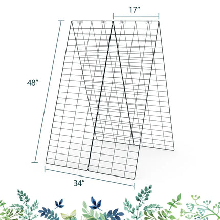 A-Frame Garden Trellis for Climbing Plant with Ground Stake and Cable Tie-Green - Green - Plant Supports