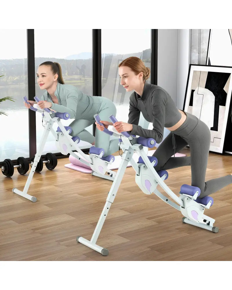 Ab Machine with LCD Monitor and 4 Adjustable Heights-Purple - Purple - Benches Racks & Bars