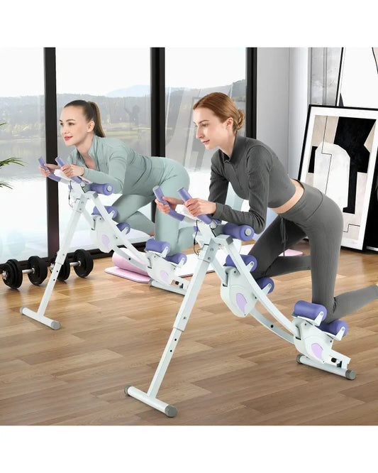 Ab Machine with LCD Monitor and 4 Adjustable Heights-Purple - Purple - Benches Racks & Bars