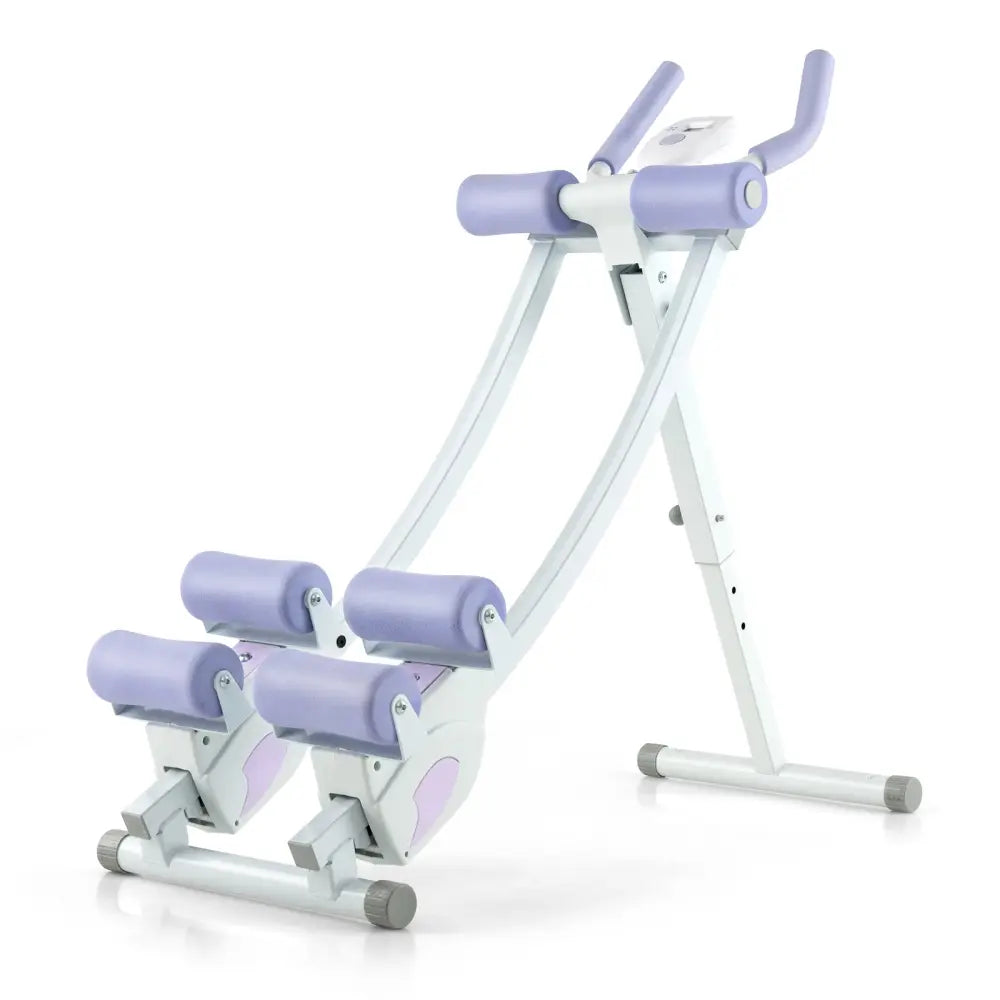 Ab Machine with LCD Monitor and 4 Adjustable Heights-Purple - Purple - Benches Racks & Bars