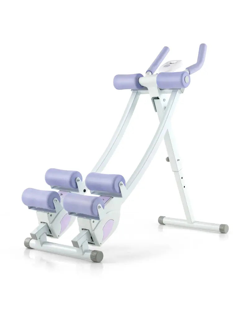 Ab Machine with LCD Monitor and 4 Adjustable Heights-Purple - Purple - Benches Racks & Bars