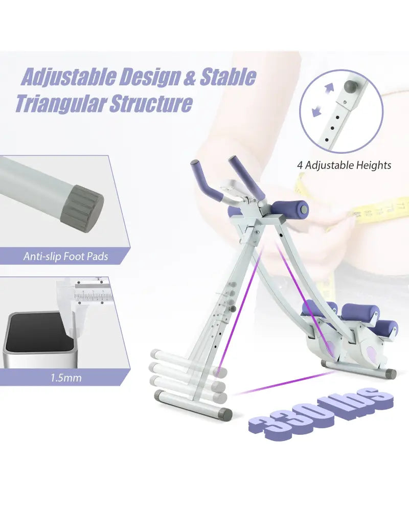 Ab Machine with LCD Monitor and 4 Adjustable Heights-Purple - Purple - Benches Racks & Bars