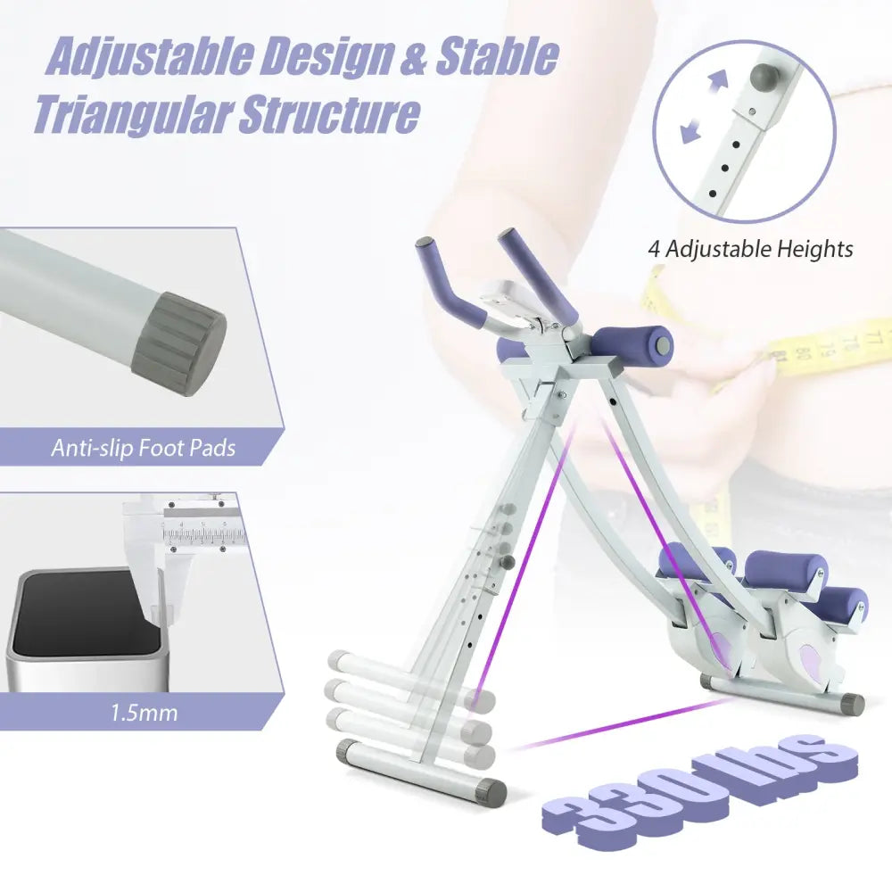 Ab Machine with LCD Monitor and 4 Adjustable Heights-Purple - Purple - Benches Racks & Bars