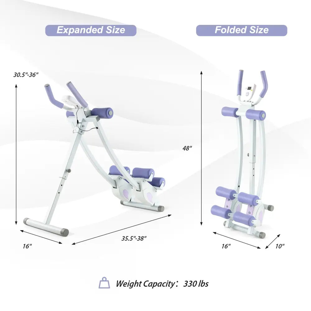 Ab Machine with LCD Monitor and 4 Adjustable Heights-Purple - Purple - Benches Racks & Bars