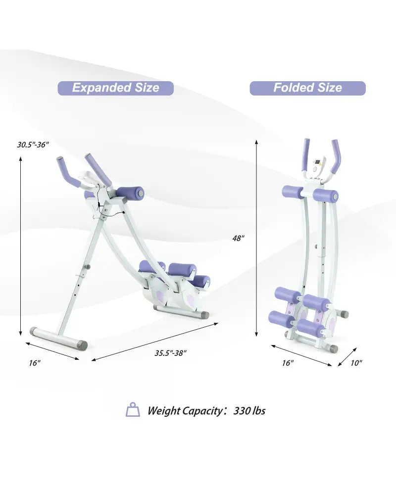 Ab Machine with LCD Monitor and 4 Adjustable Heights-Purple - Purple - Benches Racks & Bars