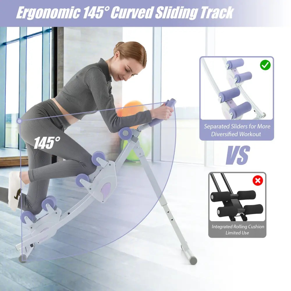 Ab Machine with LCD Monitor and 4 Adjustable Heights-Purple - Purple - Benches Racks & Bars