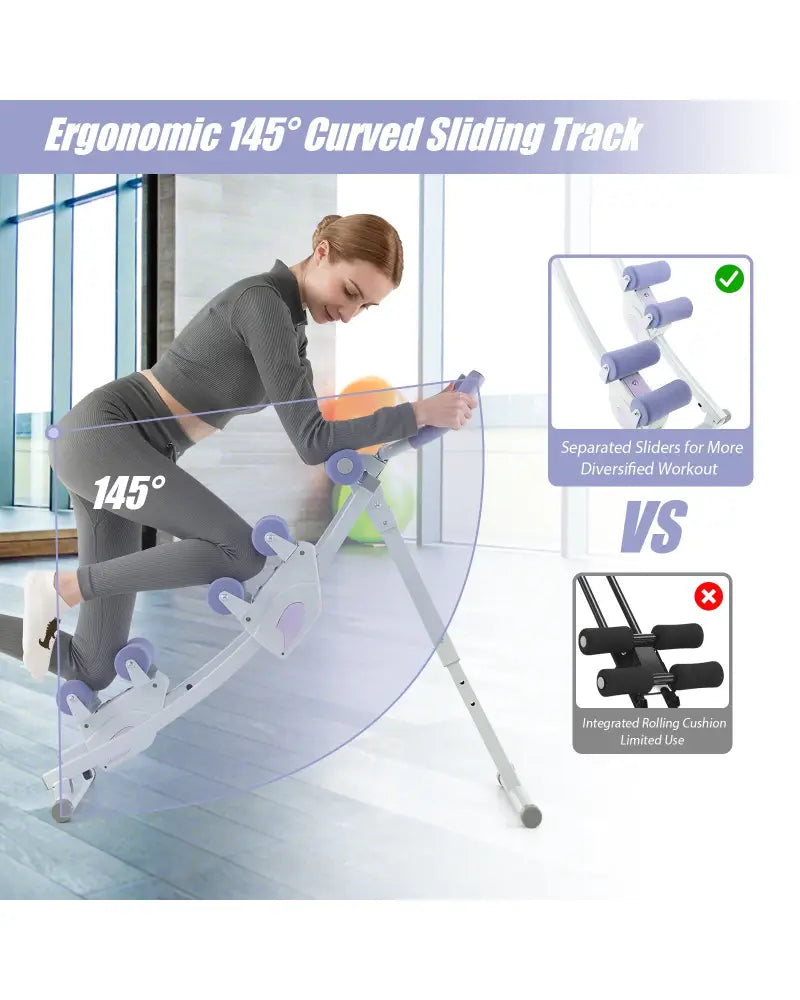 Ab Machine with LCD Monitor and 4 Adjustable Heights-Purple - Purple - Benches Racks & Bars